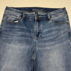 INC Denim Jeans Womens 14/32 Blue Madison Skinny Distressed Ripped Frayed Hem